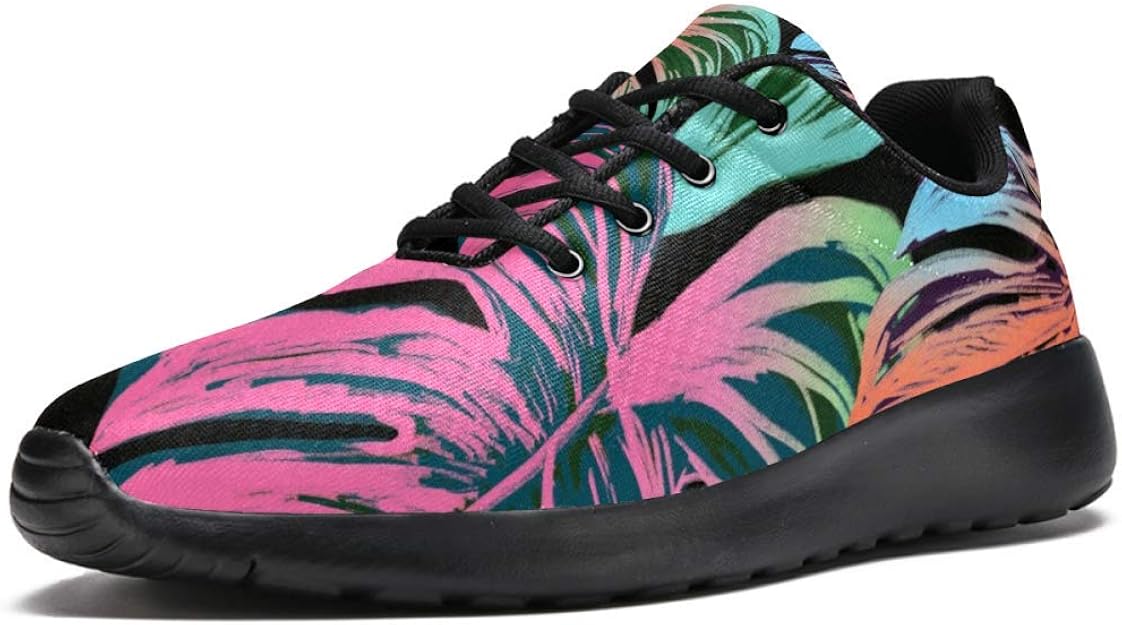 LORVIES Palm Tree Leaves Men’s Running Shoes Jogging Sport
