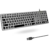 Macally Backlit Mac Keyboard - Quiet, Sleek, and Functional - 3 Brightness Levels, 107 Keys, 5ft USB Wired - Apple Keyboard - Backlit Wired for Mac, iMac, MacBook Pro/Air - Space Gray