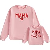 Aiwpstoin Mommy and Me Valentines Outfit Long Sleeve Crewneck Sweatshirt Pullover Family Matching Shirt Mama Baby Clothes