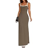 ZESICA Women's 2026 Summer Spaghetti Straps Maxi Dress Sleeveless Square Neck Lightweight Long Beach Dresses
