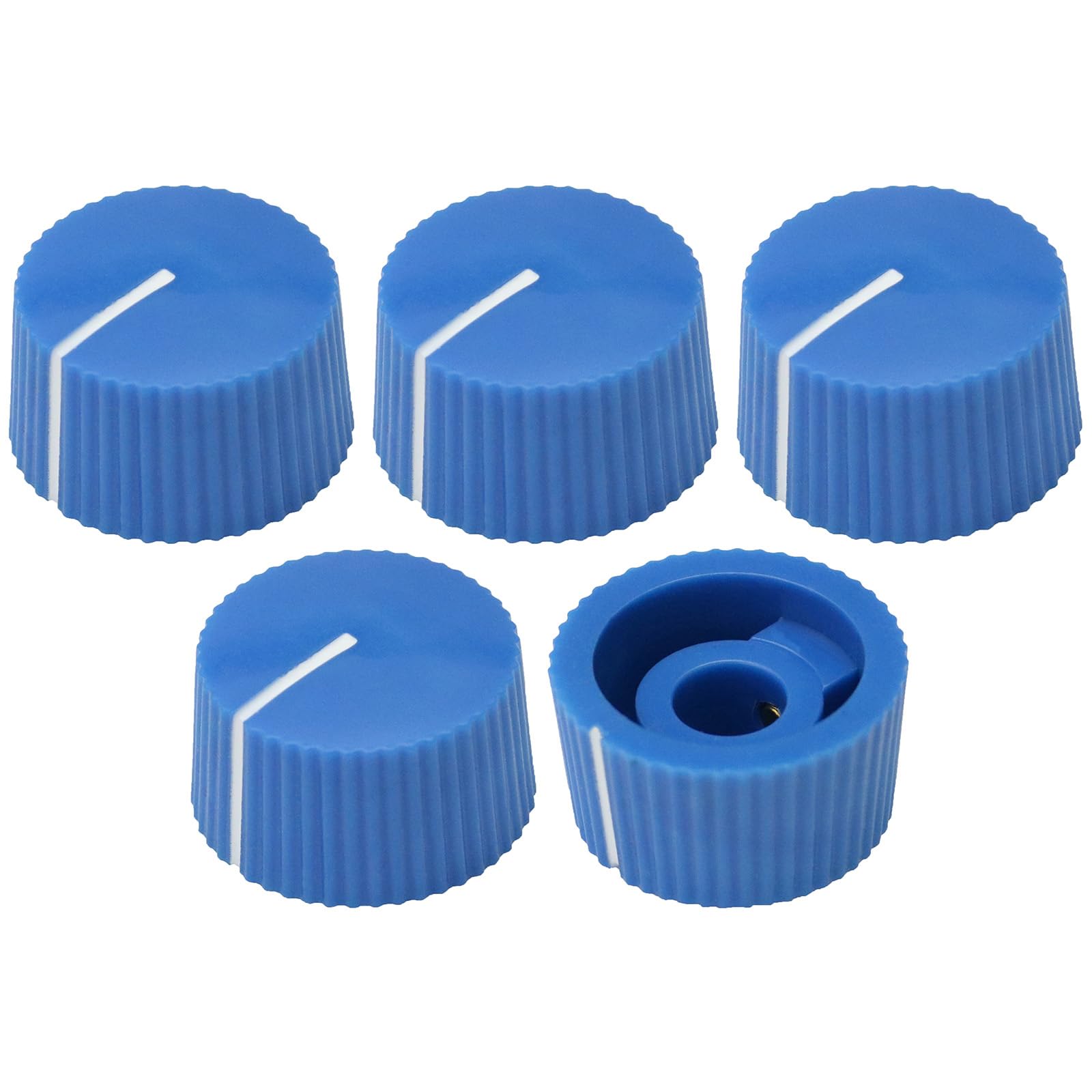 6.4mm Round Hole Wide Instrument/Equipment Control Knob Pack of 5 (Blue) — image 1