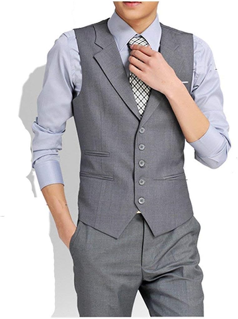 Formal Men's Slim Business Wedding Tuxedo Young V Suit Vest Casual Neck