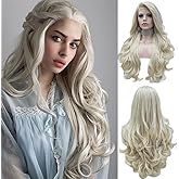 IMSTYLE Blonde Lace Front Wig Long Wave Synthetic Hair Wigs for Women Natural Hairline Blonde Heat Safe Hair 26 Inch Cosplay Wig
