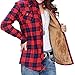 Lasher Women's Button Down Plaid Shirt Warm Long Sleeve Fleece Lined Top Blouse