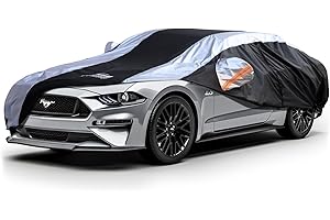 ALTOCOVER Mustang Car Cover Waterproof All Weather with Silver Strip Design, Custom Fit for Ford Mustang 1994–2025, Mustang Accessory with Door Zipper & Windproof Straps