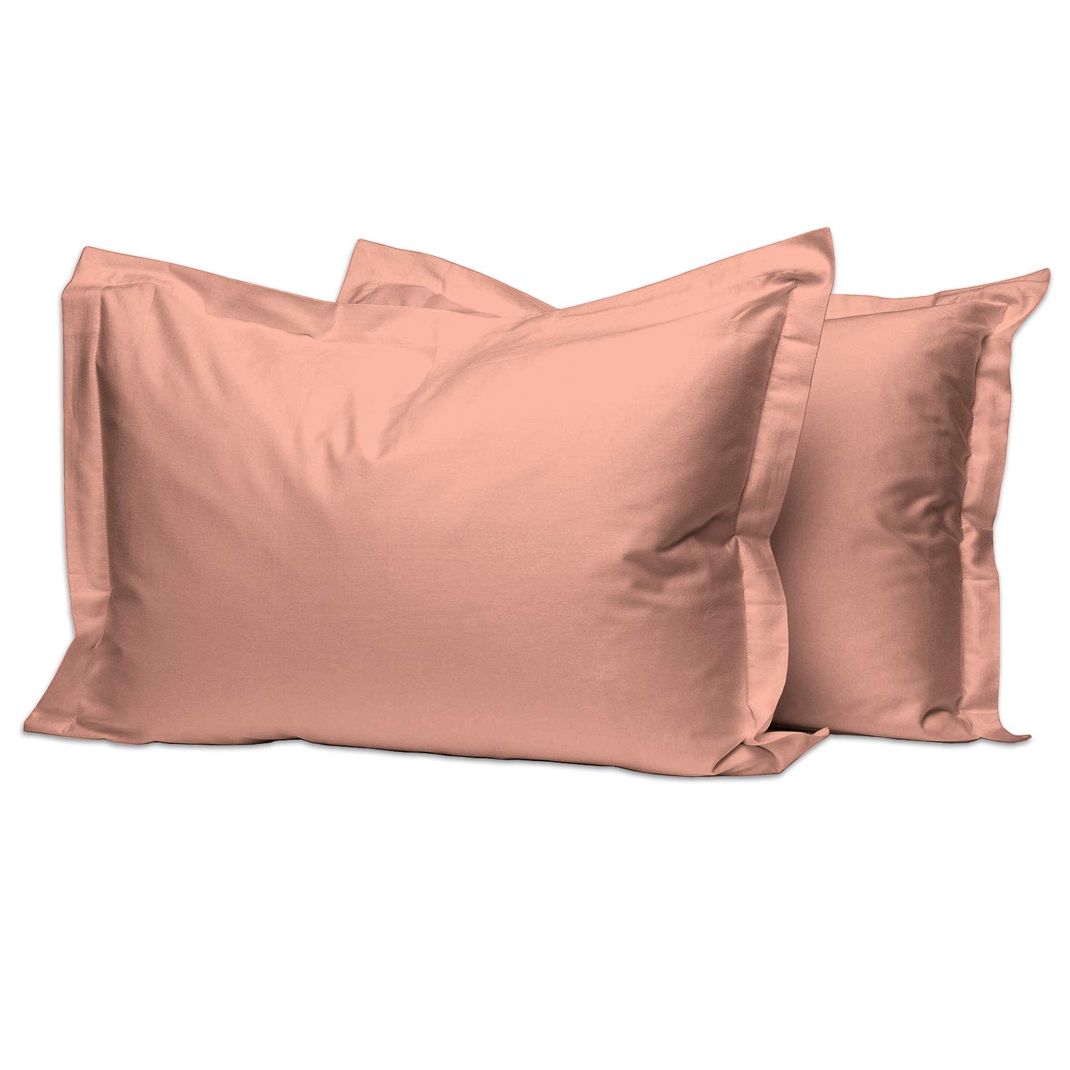 400 Thread Count Pillowcases Standard Coral, 100% Long Staple Cotton Pillow Cases Standard 2 Pack, Luxurious Soft Sateen Weave Pillow Covers (100% Cotton Pillow Cases Blush Standard 2 PC)