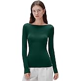 SUUKSESS Cloud Cashmere Women Boat Neck Fitted Long Sleeve Shirt Basic Knit Tops