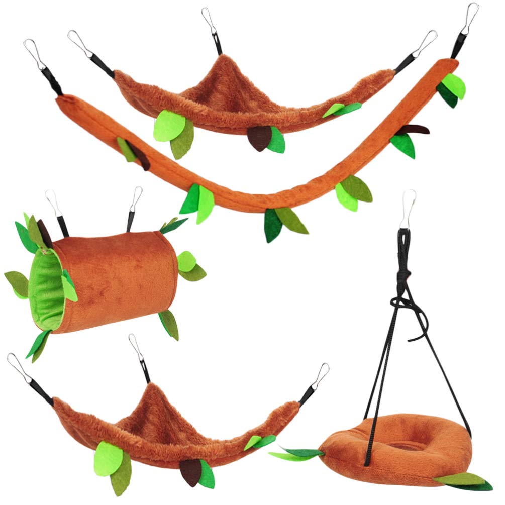 Balacoo 5pcs Hamster Hanging Toys Swing Hamster Hammocks Hanging Beds for Gerbil Rat Mouse Chinchillas Guinea Pig Cage Toys