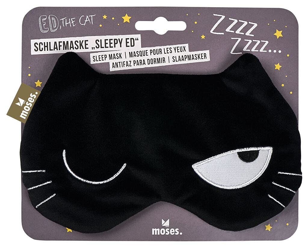 moses. Ed, The Cat Sleepy Ed Sleeping Mask - Cuddly Soft Jersey Sleeping Mask with Wide and Elastic Band