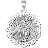 PicturesOnGold.com Miraculous Medal Scalloped Round 10K And14K Yellow or White Gold, or Sterling Silver