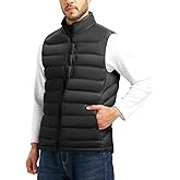 TBMPOY Men's Lightweight Puffer Vest Outerwear Puffy Winter Warm Zipper Outdoor Sleeveless Jacket for Running Travel