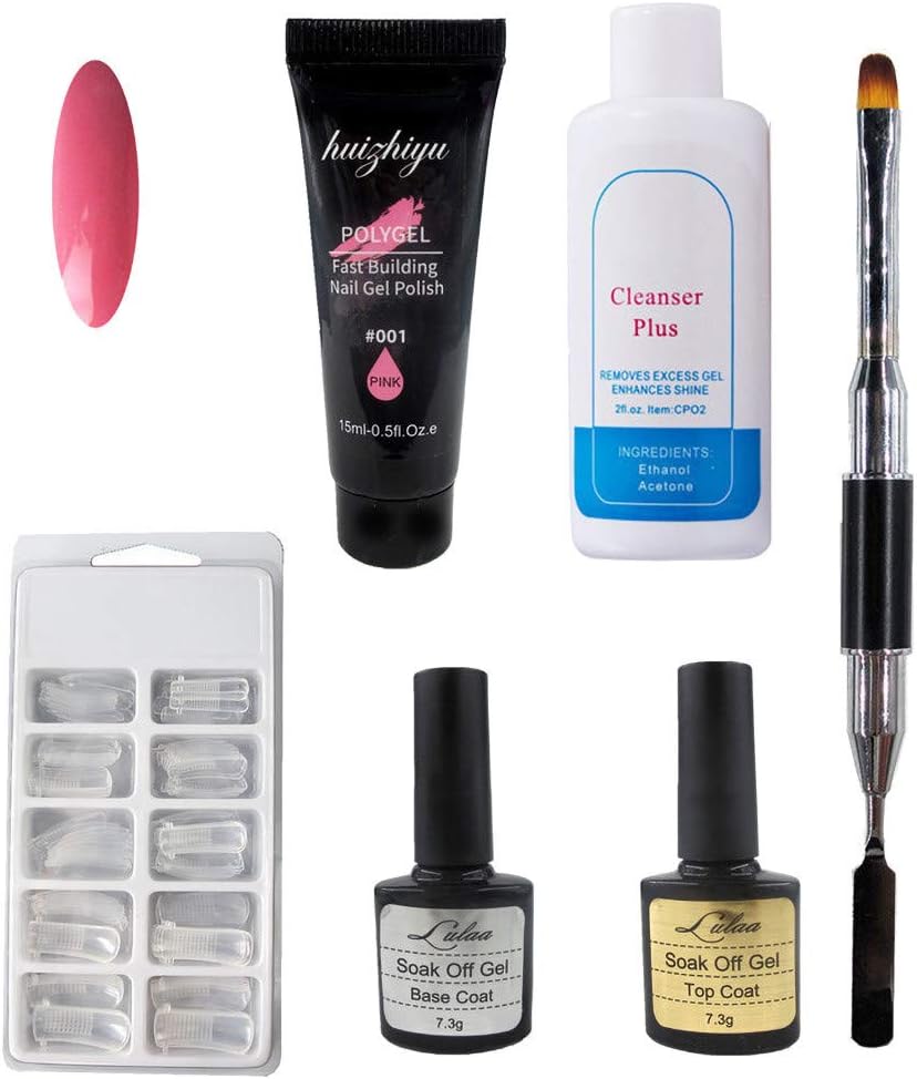 Nail Extention Gel Kit Nail Enhancement, Nail Extension Fiber Set Fiberglass Nails Phototherapy Extension Glue, Trendy Nail Art Technician Nail Salon Easy DIY (Pink)