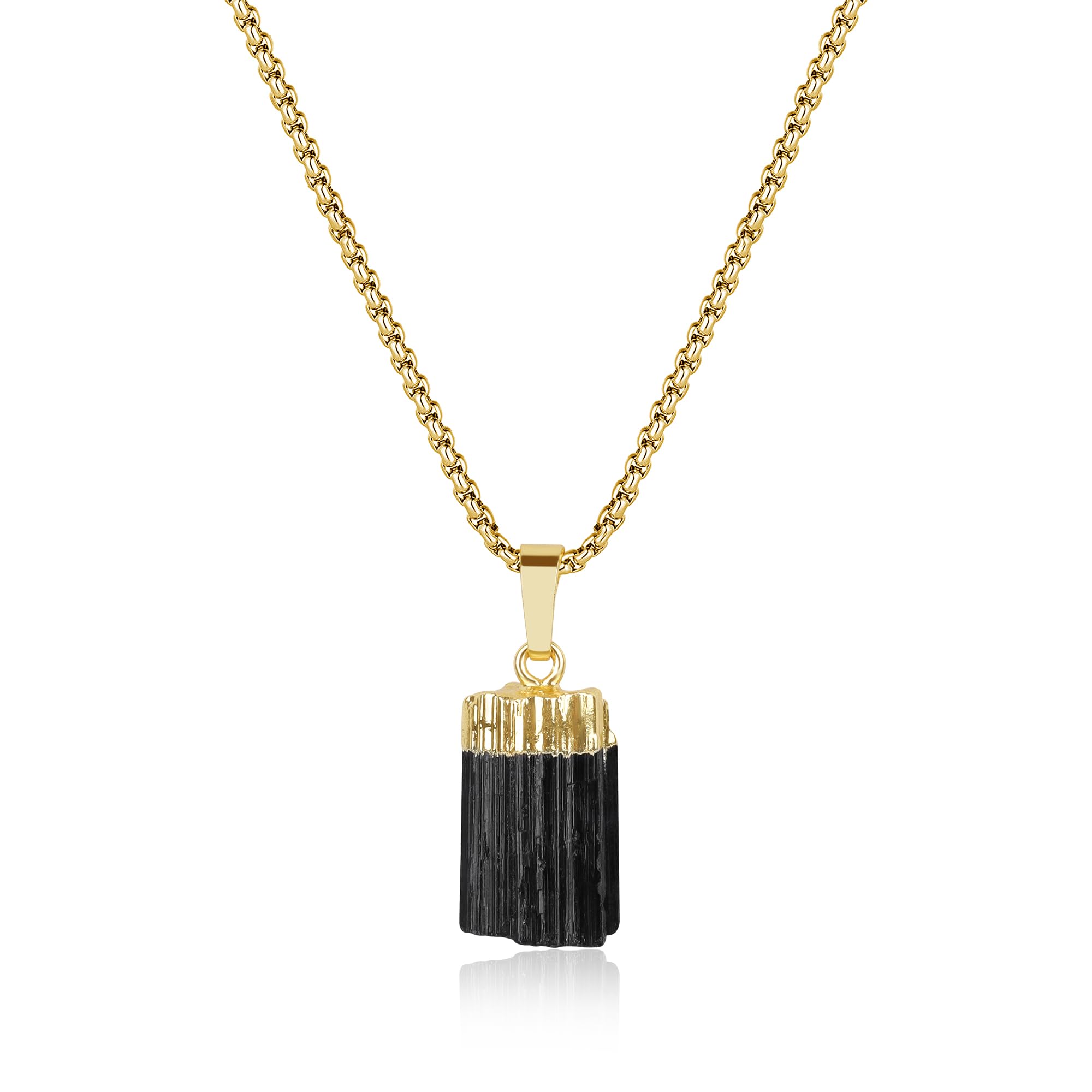 COAI Irregular Black Tourmaline Raw Necklace Crystal Necklace 50cm
