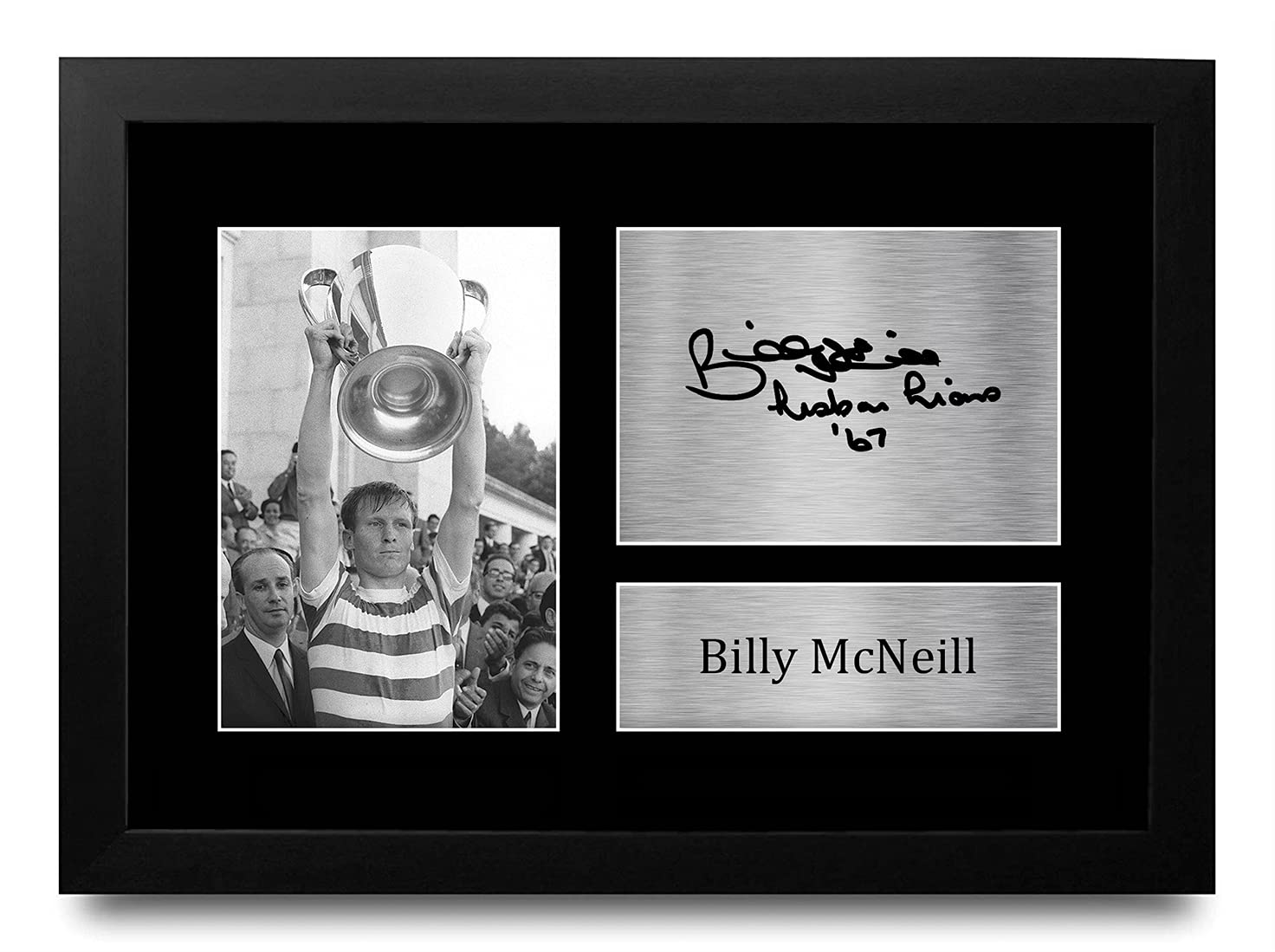 HWC Trading A4 FR Billy McNeill Celtic Lisbon Lions 1967 European Cup Winners Gifts Printed Signed Autograph Picture for Fans and Supporters - A4 Framed