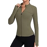 Rapbin Women's Full Zip Workout jackets Runing Slim Fit Athletic Tops With Thumb Holes