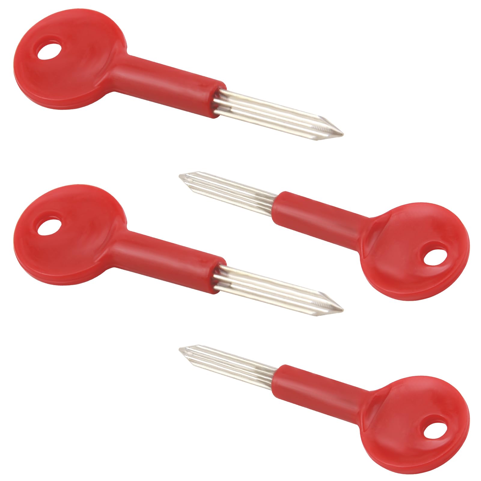 4PCS Universal Brass Bolt Key Security Rack Bolt Keys 80mm Spare Star Key for Doors and Windows Locks Fire Door Pipe Well Door, Key Length 30mm, Red