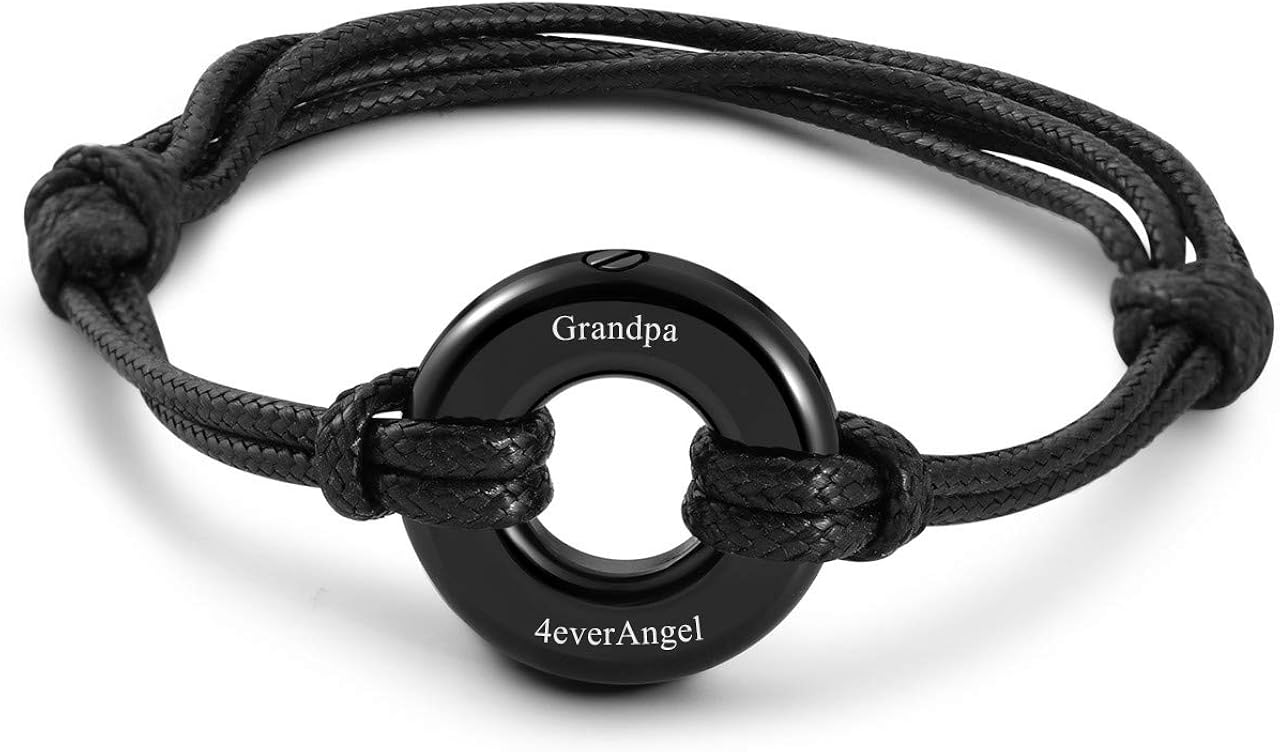 Mens Cremation Ashes Bracelet Uk AllerPierce Black Personalized Custom Cremation Urns Bracelet for Ashes