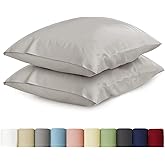 URBANHUT 100% Cotton Pillowcases, Standard/Queen Size, Ultra Soft Pillow Case, 20x26 Inches Set of 2, Hotel Quality Premium Cooling Pillow Cases - Silver Grey