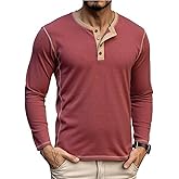 X-thud Mens Henley Long Sleeve Shirts Casual Button Up T-Shirt Lightweight Pullover Basic Tee