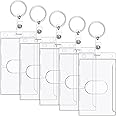 Marspark 5 Pack Keychain Card Holder Plastic Heavy Duty Badge Holder Vertical Clear ID Card Holder with Keyring, Rigid Fuel Card Protector with Thumb Slot Secure Credit Card Protector Case