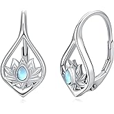 Dorunmo Sea Turtle/Lotus/Celtic Knot Earings 925 Sterling Silver Moonstone Leverback Earrings Jewelry Gifts for Women Mom