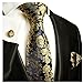 Paul Malone Necktie, Pocket Square and Cufflinks 100% Silk Navy Gold