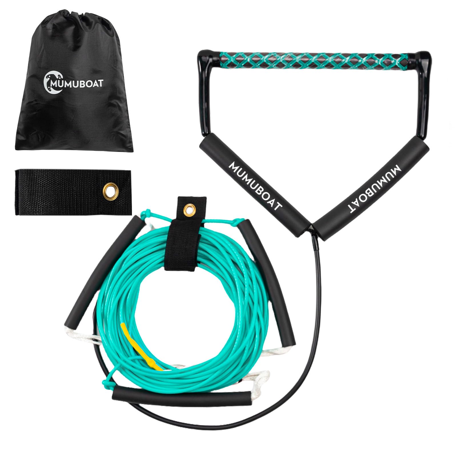 Photo 1 of MUMUBOAT Dyneema Wakeboard Rope 75ft, No Stretch Wakeboard Rope and Handle Water Ski Rope for Watersports, 4 Sections Floating Wakeboard Tow Rope for Kneeboarding and Wakesurfing (Blue)