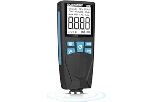 Paint Thickness Gauge, DURFICST Coating Thickness Gauge for Cars, High Contrast Backlit LCD Display, with Auto Digital Calibration and Data Hold, Paint Thickness Tester, Fe/NFe Automatic Detection