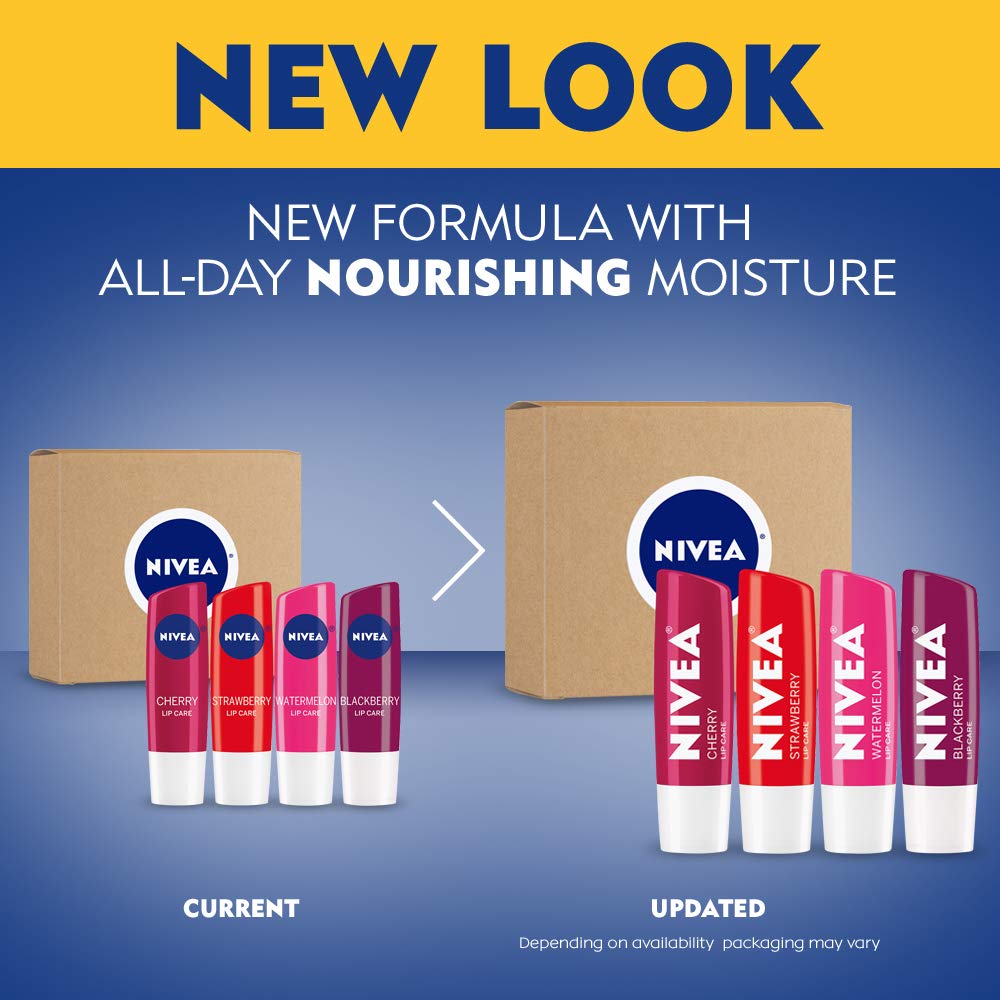 NIVEA Lip Care Fruit Variety Pack - Tinted Lip Balm for Beautiful, Soft Lips - Pack of 4 : Beauty