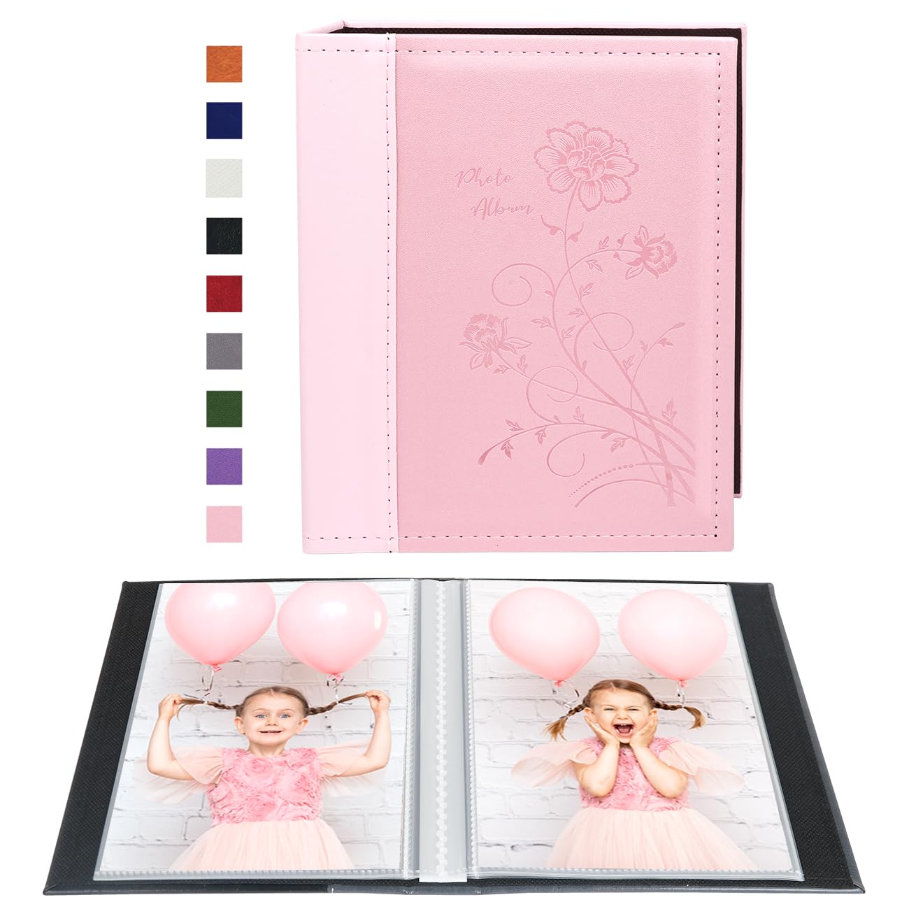 Miaikoe Small Photo Album 6x4 2 Packs, Each Pack Holds 50 Vertical Pictures, Slip in Top Loading Photo Albums Only 10x15cm for Artwork or Postcards Storage (Pink) — image 1