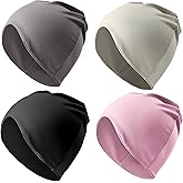 Skicuff 4 Pcs Sleep Cap Slouchy Beanie Blackout Hat for Sleeping Soft Warm Night High Elasticity Cap for Women Men Unisex Adult