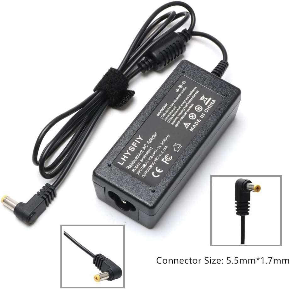 19V 2.15A 40W New AC Laptop Adapter Charger for Acer Aspire One V3 V5 E3 E5 R3 722 725 756 522 533 V5-121 V5-122p V5-123…
