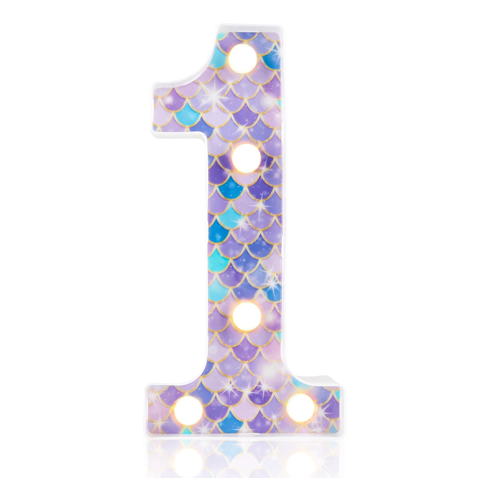 Photo 1 of Mermaid Light-Up Number 1, LED Marquee Number for Birthday Party Decor, Mermaid Theme Glowing Number for Kids' Under the Sea Party, Baby Shower, Cumpleaños, Fiestas Decorations