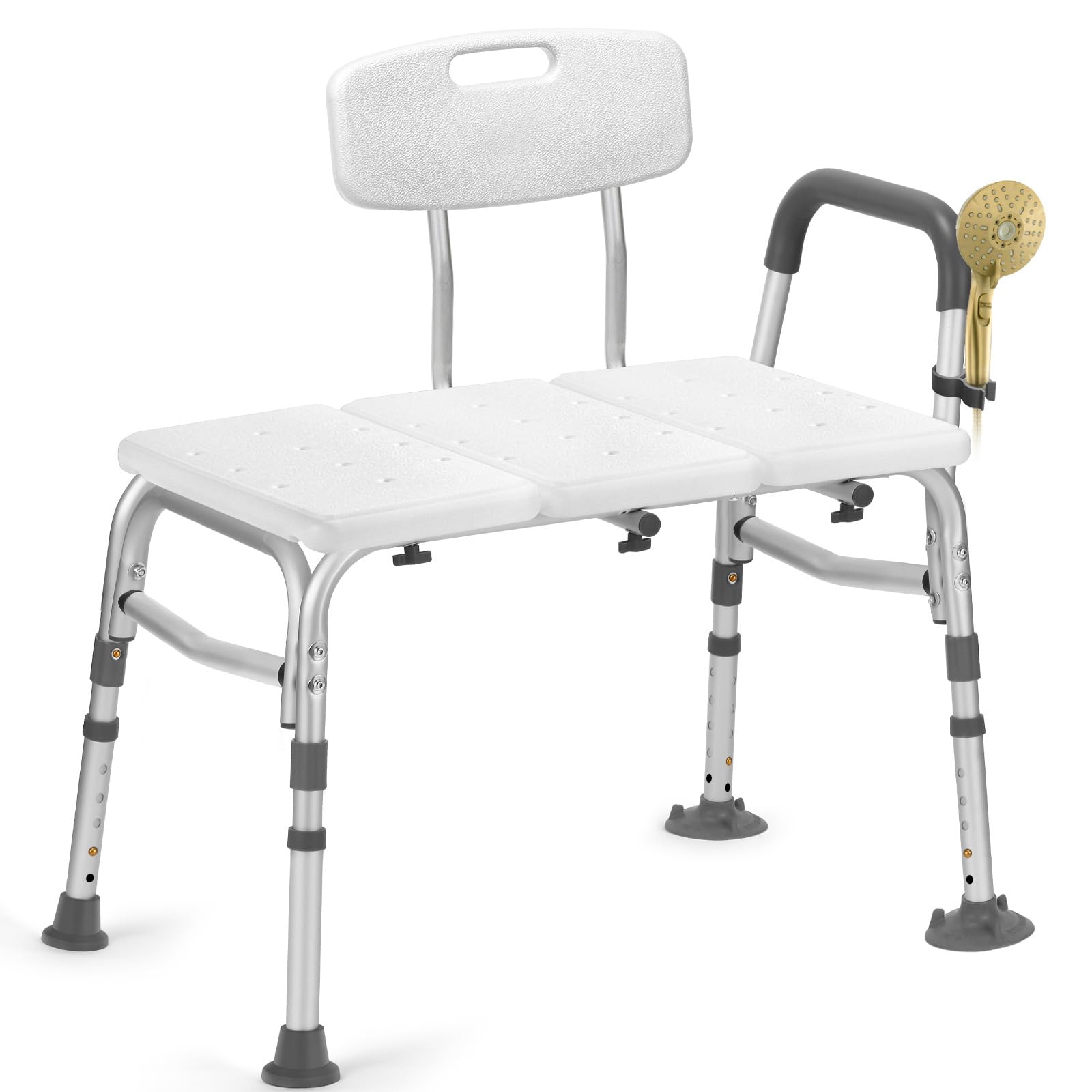 Photo 1 of Tub Transfer Bench for Bathtub, Height Adjustable Shower Bench with Backrest, Shower Chair Bath Seat for Elderly, Seniors, Arm Support for Transfer