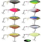 RTGSE Whopper Fishing Lure for Bass Popper Top Water Fishing Lures with Floating Rotating Tail Barb Treble Hooks in Saltwater Freshwater Plopping Lures Kit