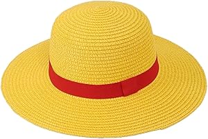 PATYHAPY Cosplay Straw Hat - Madeline Hat Cospaly Monkey D Yellow Straw Hats Men Women Sun Beach Hats Japanese Performance Animation Fans Cosplay Accessories