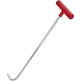 Heavy Duty 24''(60cm) T Shape Lifting Reaching Hook for Lifting Pulling Moving Manhole Covers, Storm Drains, Septic Tank Lids Door Pointed Head, Hand Meat Hook HOOK-RED-PT-60