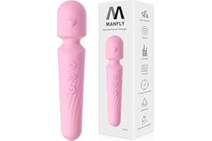 MANFLY Handheld Electric Massager, Rechargeable Multiple Speeds and Modes Waterproof Body Massage Tool (Pink)