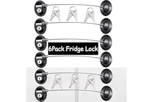 XccMe 6 Pack Refrigerator Locks with 12 Keys,Child Safety Fridge Lock,Refrigerator Lock Combination,Mini Fridge,File Drawer,T