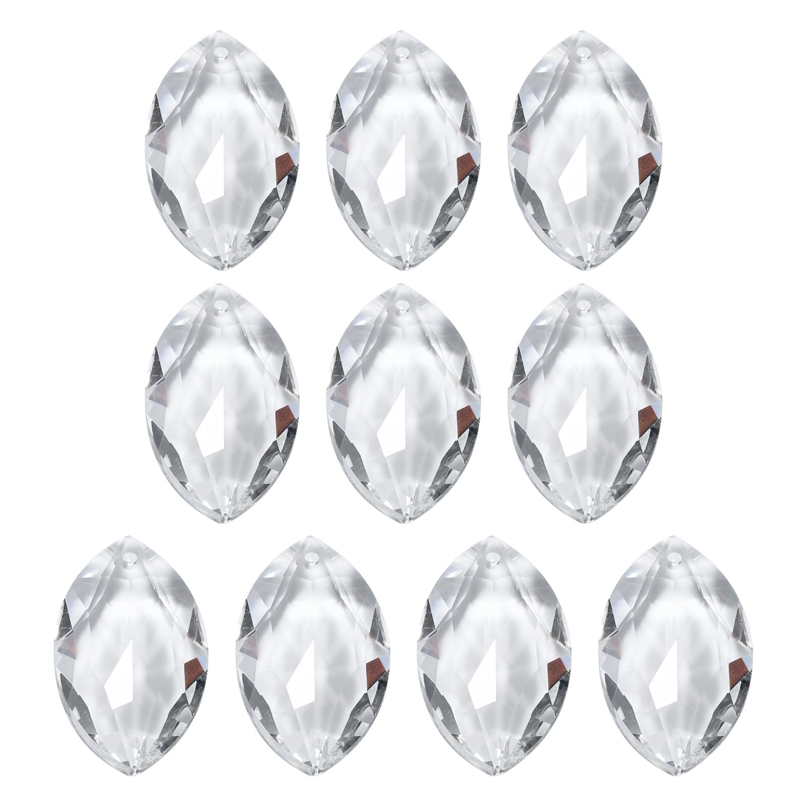 PATIKIL K9 Crystal Pendants Oval Beads, 10 Pack 38mm Chandelier Prisms Parts Hanging Beads DIY Lamp for Arts Crafts Decoration, Clear