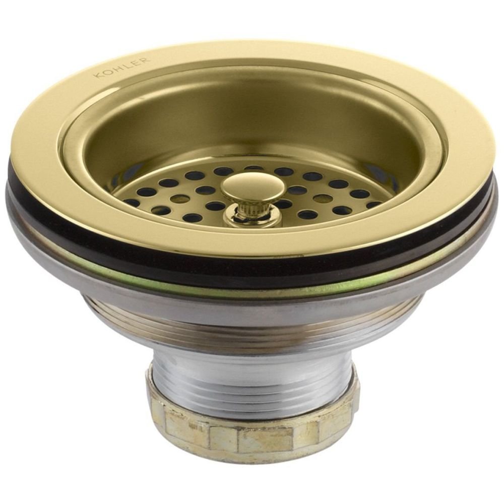 KOHLER 8799-PB Duostrainer Sink Drain and Strainer Basket, Less Tailpiece, Vibrant Polished Brass, 1.5