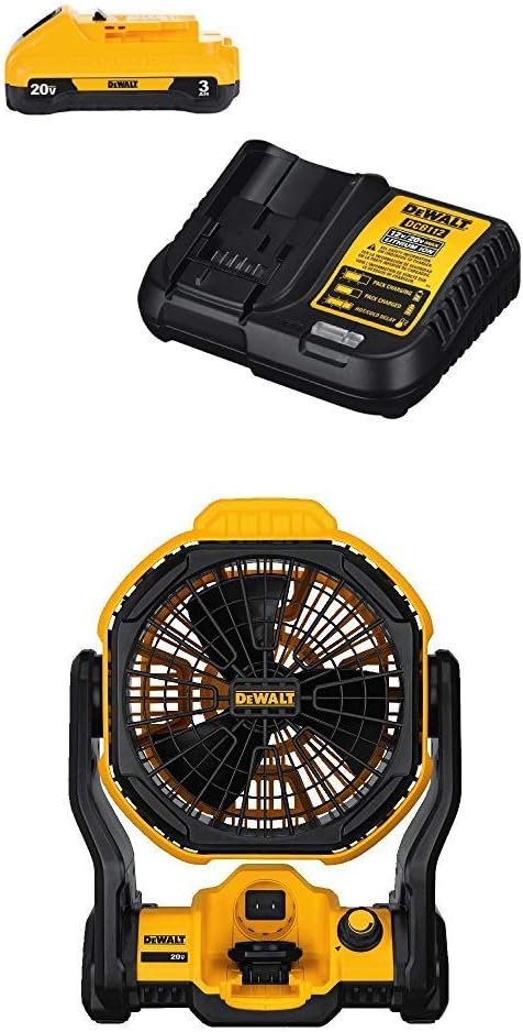 DEWALT DCE511B11" Corded/Cordless Jobsite Fan (Tool Only) with DCB230C 20V Battery Pack
