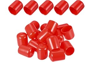 DMiotech 25 Pack 3/4" ID Red Screw Thread Protectors Rubber End Caps Bolt Covers for Screw Bolt Furniture Pipe