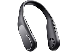 Personal Neck Fan, 6000mAh Neck Fans Portable Rechargable Battery Operated Wearable Bladeless Neck Fan-3 Speeds (Black)
