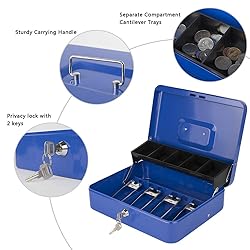 KYODOLED Locking Cash Box with Lock,Money Box with