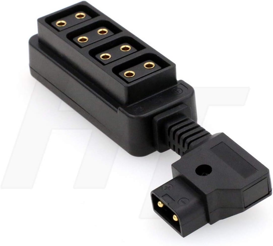 HangTon Short D-Tap P-tap Power Splitter Male to Female Adapter 1 to 4 for V-Mount Gold Mount Battery, Black - Image 3
