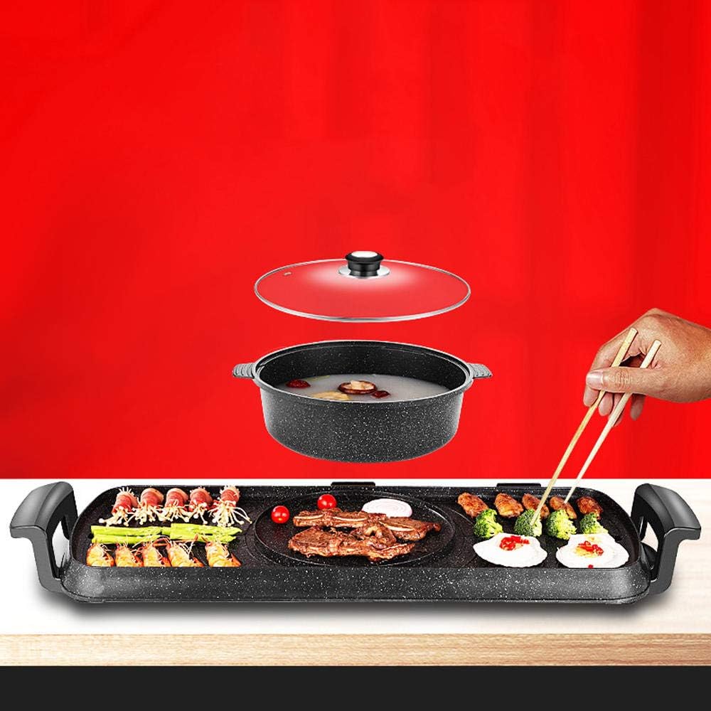 review Aigrun Household Shabu Roasted Mandarin Dish Pan Multi-Function All-in-One Grilled Roasting Machine Shaving Separable Barbecue Grill-Large Hot Pot Inseparable Single Pot