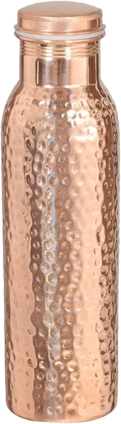 Regional Crafts 900 ML Traveller's 100% Pure Copper Hammered Water Bottle, Leak Proof Bottle, Handmade Item, Joint Free-Ayurveda Health Benefits