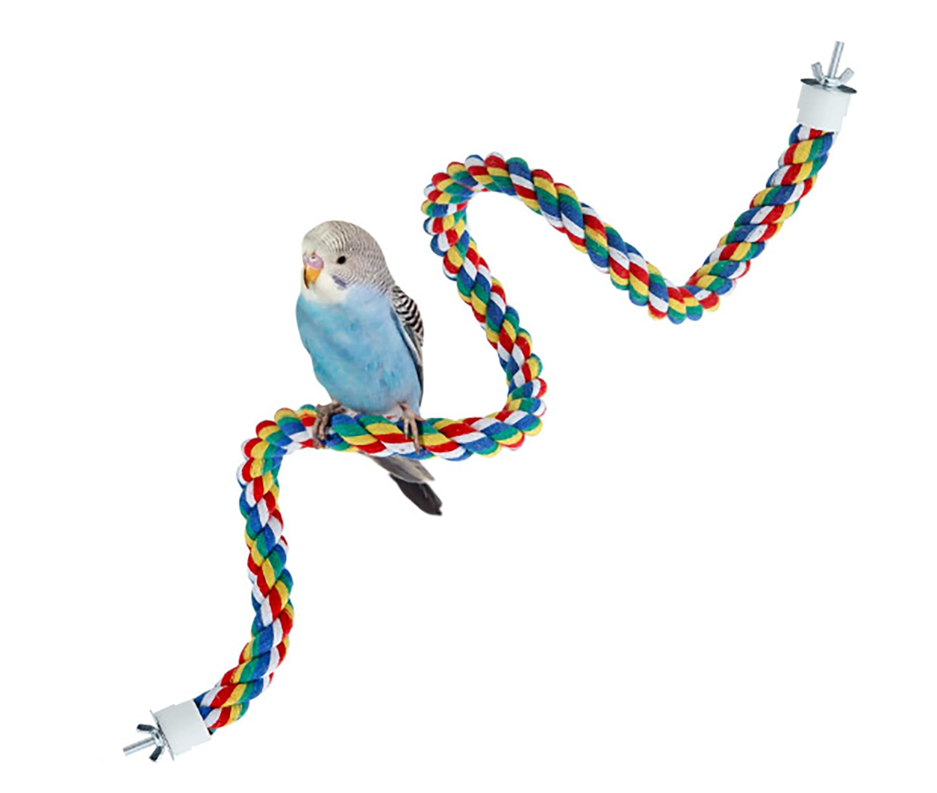 Photo 1 of Bendable Fun Climbing Bird Cotton Rope Perch, Colorful Bungee Toy for Parrot, Bird Cage Accessories (31.5'' Metal Nut)