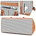 CAMTOP Weekend Travel Bag Ladies Women Duffle Tote Bags PU Leather Trim Canvas Overnight Bag Luggage (Black Striple)